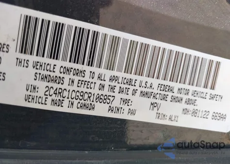 2012 Chrysler Town & Country Touring-L z USA, uszkodzony, nr VIN 2C4RC1CG9CR106857